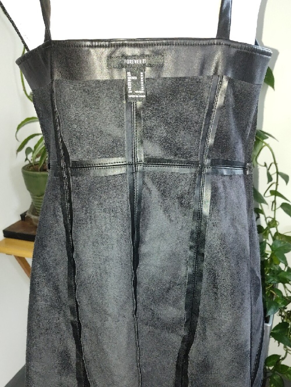 Forever 21 Black Faux Leather Button-Front Mini Dress - Picture 7 of 8